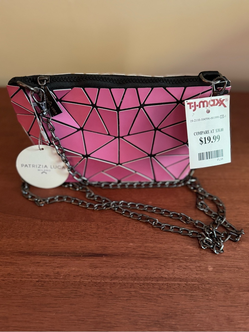 NWT Patrizia Luca Pink Geometric Convertible Crossbody Wristlet